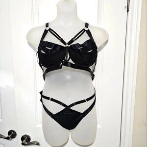 Black Strappy Two Piece Lingerie Set